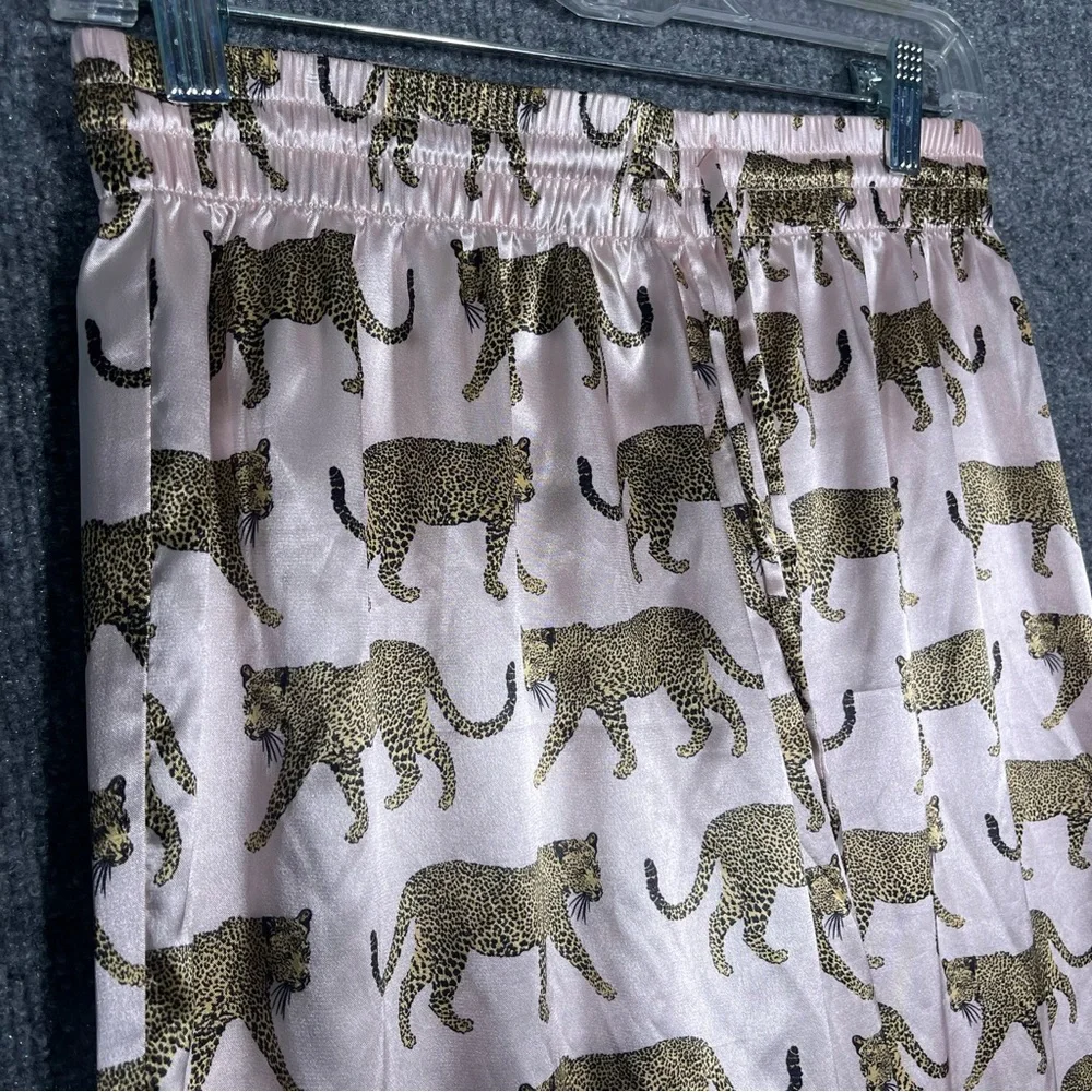 Show Me Your Mumu Womens XS Pink Catwalk Cheetah Silky Pull On‎ Pajama Pants